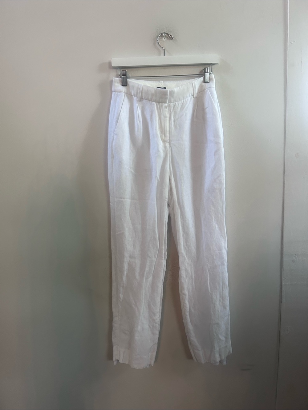 J.crew high waisted white linen pants 0